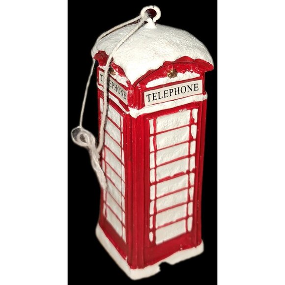 Christmas Tree Ornaments-Telephone Booth-Skates-Snowman-Shoes-Lot of Four VTG - Picture 2 of 5